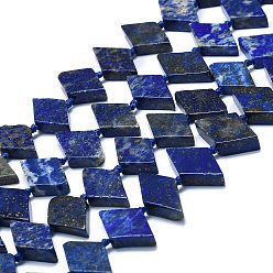 Lapislázuli Hilos de cuentas de lapislázuli natural, rombo, 18x10~11x5 mm, agujero: 1.5 mm, sobre 21 unidades / cadena, 17.32'' (44 cm)