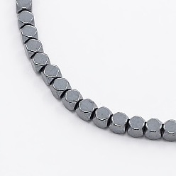 Non-magnetic Hematite Faceted Non-magnetic Synthetic Hematite Cube Beads Strands, Non-magnetic Synthetic Hematite, 2x2x2mm, Hole: 1mm, about 178pcs/strand, 15.7 inch