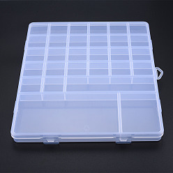 Clear Rectangle Polypropylene(PP) Bead Storage Container, with Hinged Lid and 29 Compartments, for Jewelry Small Accessories, Clear, 23x19x1.8cm