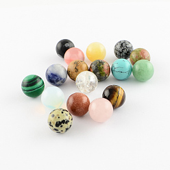Couleur Mélangete Perles de pierre gemme naturelles et synthétiques, sphère de pierres précieuses, pour création de fil enroulé pendentifs , pas de trous / non percés, ronde, couleur mixte, 10mm