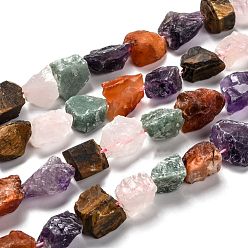 Mixed Stone Rough Raw Natural Mixed Gemstone Beads Strands, Nuggets, 12~21x10~22x5~15mm, Hole: 1~1.2mm, about 25pcs/strand, 16.34 inch(41.5cm)