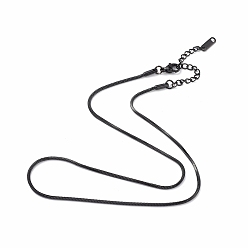 Черный Цвет Металла 304 ожерелье из круглой змеиной цепи из нержавеющей стали для мужчин и женщин, металлический черный , 15.75 дюйм (40 см)