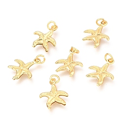 Real 18K Gold Plated Brass Charms, Long-Lasting Plated, Starfish, Real 18K Gold Plated, 14.5x12x1.5mm, Hole: 2.5mm
