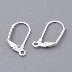 Silver 304 Stainless Steel Leverback Earring Findings, Silver, 19x12x2mm, Hole: 1.6mm, Pin: 1x0.8mm