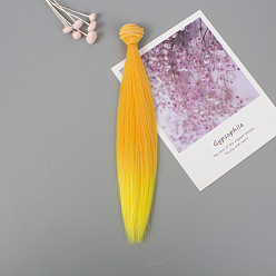 Oro Peluca de muñeca de peinado largo y recto de fibra de alta temperatura, para diy girl bjd makings accesorios, oro, 25~30 cm