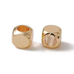 Real 18K Gold Plated Brass Beads, Long-Lasting Plated, Cube, Real 18K Gold Plated, 3x3x3mm, Hole: 1.8mm
