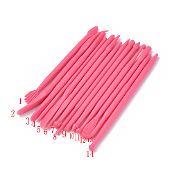 Темно-Розовый Наборы инструментов для лепки керамики, набор инструментов для лепки из пластичной глины, темно-розовыми, 108~123x3.3~9.5 мм, 14 шт / комплект