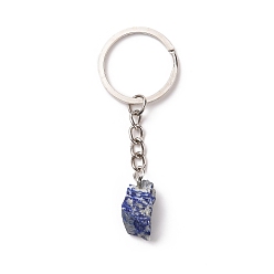 Lapis Lazuli Porte-clés lapis lazuli naturel, avec 201 accessoire en acier inoxydable, 7.5~8 cm