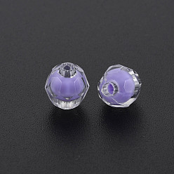 Lilac Transparent Acrylic Beads, Bead in Bead, Faceted, Round, Lilac, 8x7.5mm, Hole: 2mm, about 2000pcs/500g