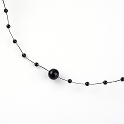 Negro Cordón de plástico guirnalda cadena, ideal para la cortina de la puerta y el material de bricolaje decoración de la boda, rondo, negro, 0.2 mm