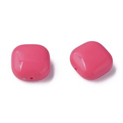 Rose Foncé Perles acryliques opaques, carrée, rose foncé, 15x15x7.5mm, Trou: 1.2mm, environ375 pcs / 500 g