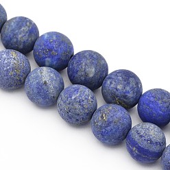 Lapis Lazuli Frosted Round Natural Lapis Lazuli Beads Strands, 6mm, Hole: 1mm, about 63~65pcs/strand, 14.9~15.6 inch