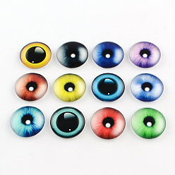 Color mezclado Cabujones planos de vidrio de medio ojo / cúpula con patrón de ojo de dragón para proyectos de bricolaje, color mezclado, 8x3 mm