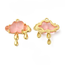 Salmon Translucent Resin Pendants, Cloud Charms, with Rack Plating Real 18K Gold Plated Brass Findings, Long-Lasting Plated, Cadmium Free & Lead Free, Salmon, 24.5x22.5x6mm, Hole: 1.6mm
