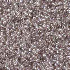 (1807) Grey Lined Soft Rose Rainbow Toho perles de rocaille rondes, perles de rocaille japonais, (1807) arc-en-ciel rose doux doublé gris, 11/0, 2.2mm, Trou: 0.8mm, environ5555 pcs / 50 g