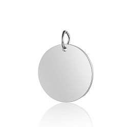 Stainless Steel Color 201 Stainless Steel Pendants, Manual Polishing, Flat Round, Stamping Blank Tag, Stainless Steel Color, 16x1mm, Hole: 3.5mm