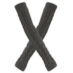 Gray Acrylic Fiber Yarn Knitting Fingerless Gloves, Long Winter Warm Gloves with Thumb Hole, Gray, 500x75mm