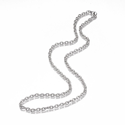 Stainless Steel Color 304 Stainless Steel Cable Chain Necklaces, with Lobster Claw Clasp, Stainless Steel Color, 17.71 inch(45cm)