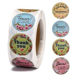 Colorful 1 Inch Thank You Theme Self-Adhesive Paper Stickers, Gift Tag, for Party, Decorative Presents, Round with Thank You for Supporting My Small Business, Colorful, 25mm, 500pcs/roll
