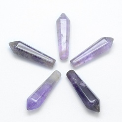 Amethyst Natural Amethyst Pointed Beads, Healing Stones, Reiki Energy Balancing Meditation Therapy Wand, Bullet, Undrilled/No Hole Beads, 30.5x9x8mm