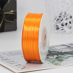 Dark Orange Polyester Double-Sided Satin Ribbons, Ornament Accessories, Flat, Dark Orange, 3mm, 100 yards/roll