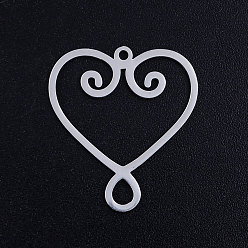 Stainless Steel Color 201 Stainless Steel Filigree Pendants, Heart, Stainless Steel Color, 24x22x1mm, Hole: 1.4mm