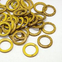 Amarilla Oscura Resultados de la joyería de madera de coco teñido anillos que unen, vara de oro oscuro, 20~23x2~5 mm