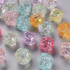Mixed Color Transparent Acrylic Beads, AB Color, Flower, Mixed Color, 18x16.5mm, Hole: 2.5mm, about 228pcs/500g