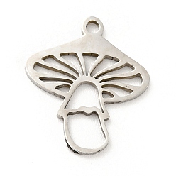 Stainless Steel Color 201 Stainless Steel Pendants, Mushroom, Stainless Steel Color, 17x14.5x1mm, Hole: 1.4mm