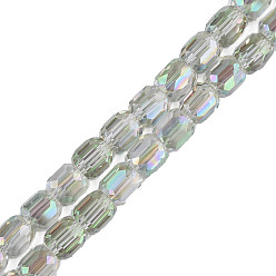 Medium Aquamarine Electroplate Transparent Glass Beads Strands, Faceted, Column, Medium Aquamarine, 8x8mm, Hole: 1.2mm, about 79~80pcs/strand, 25.59 inch~27.17 inch(65~69cm)