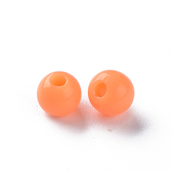 Coral Opaque Acrylic Beads, Round, Coral, 6x5mm, Hole: 1.8mm, about 4400pcs/500g