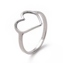 Нержавеющая Сталь Цвет 201 кольцо в форме сердца из нержавеющей стали, полое широкое кольцо для женщин, цвет нержавеющей стали, размер США 6 1/2 (16.9 мм)