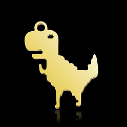 Real 18K Gold Plated 201 Stainless Steel Pendants, Dinosaur, Real 18K Gold Plated, 19x15.5x1mm, Hole: 1.6mm