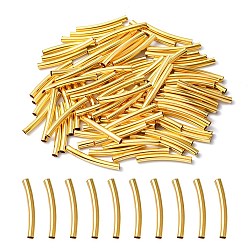 Golden 100Pcs Brass Tube Beads, Curved Tube, Golden, 25x3mm, Hole: 2mm