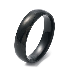 Black Ion Plating(IP) 304 Stainless Steel Flat Plain Band Rings, Black, Size 7, Inner Diameter: 17mm, 5mm