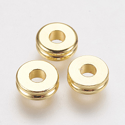 Real 18K Gold Plated Brass Spacer Beads, Real 24K Gold Plated, Donut, 6x2mm, Hole: 2mm