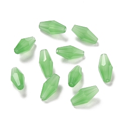 Verdemar Medio Perlas de vidrio transparentes, facetados, bicono, verde mar medio, 12x6 mm, agujero: 1 mm