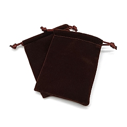 Brun De Noix De Coco Sac de rangement en velours, sac de cordon, rectangle, brun coco, 10x8 cm