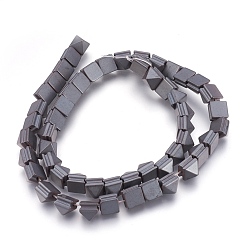 Original Color Non-magnetic Synthetic Hematite Bead Strands, Frosted, Pyramid, Original Color, 7.5~8x7.5~8x7.5mm, Hole: 1mm, about 53pcs/strand, 15.7 inch~15.9 inch(40~40.5cm)