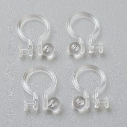 Clear Plastic Clip-on Earring Findings, for Non-pierced Ears, Clear, 11x8.5x1.2mm, Hole: 0.8mm