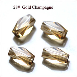 Or Imitations de perles de cristal autrichien, grade de aaa, facette, colonne, or, 8x5.5mm, Trou: 0.7~0.9mm
