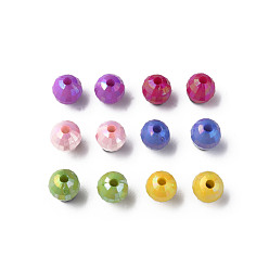Couleur Mélangete Perles acryliques opaques, couleur ab , ronde à facettes, couleur mixte, 6x5.5mm, Trou: 1.5mm, environ4800 pcs / 500 g