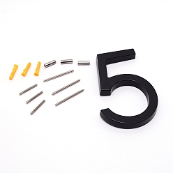 Number Zinc Alloy House Number, with Iron Screw, Plastic Accessories, Wall Decorations, Num.5, 145x95x12.5mm