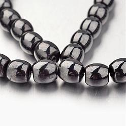 Original Color Non-magnetic Synthetic Hematite Bead Strands, Drum, Original Color, 7x8mm, Hole: 1mm, about 50pcs/strand, 15.7 inch