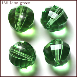 Зеленый лайм Имитация Австрийские кристаллические шарики, класс AAA, граненые, круглые, зеленый лайм, 10 мм, отверстие : 0.9~1 мм