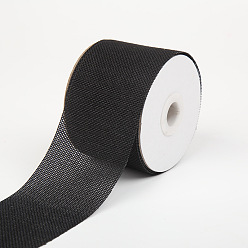 Noir Ruban de toile de jute imitation polyester, noir, 60 mm, environ 20 m/rouleau