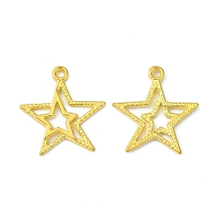 Golden Tibetan Style Alloy Pendants, Lead Free and Cadmium Free, Star, Christmas, Golden, about 23mm long, 20.5mm wide, 2mm thick, hole: 1.5mm