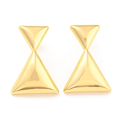 Real 18K Gold Plated Rack Plating Brass Triangle Stud Earrings, Long-Lasting Plated, Lead Free & Cadmium Free, Real 18K Gold Plated, 27x19mm