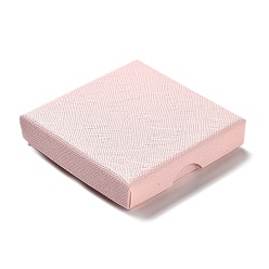 Pink Картон комплект ювелирных изделий коробки, с губкой внутри, квадратный, розовые, 7.05~7.1x7.15x1.6 см