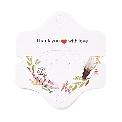 Flower Paper Jewelry Earring Display Cards, Earring Necklace Holder Cards, Hexagon, Floral Pattern, 5x7.95x0.4cm, Hole: 7mm and 11x6mm and 1mm